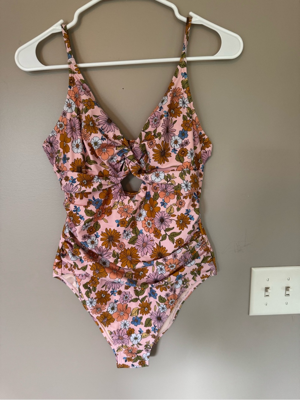 Pink Floral One-Piece Swimsuit with Cutout NEVER WORN